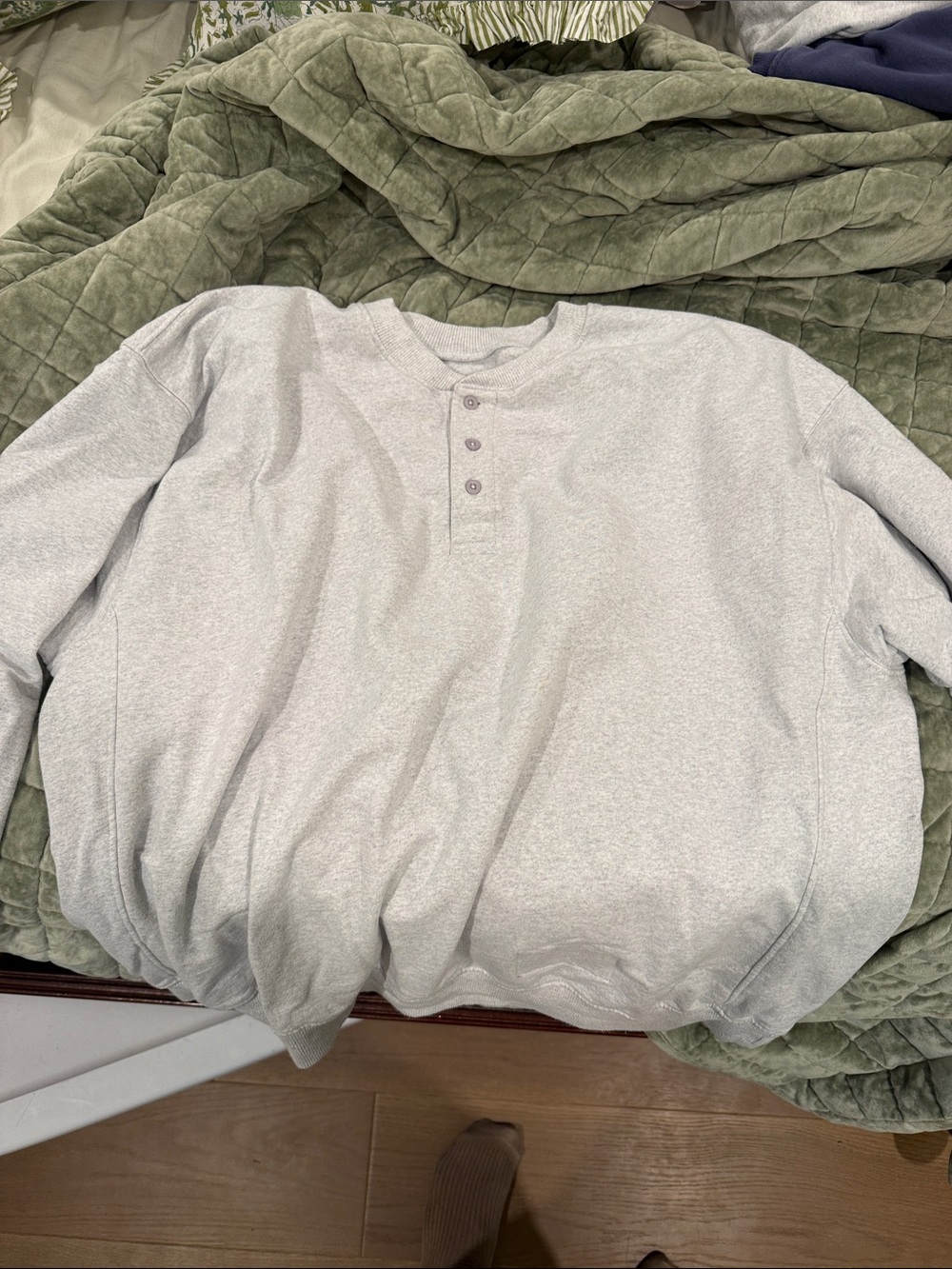 Light Gray Henley Long-Sleeve Shirt